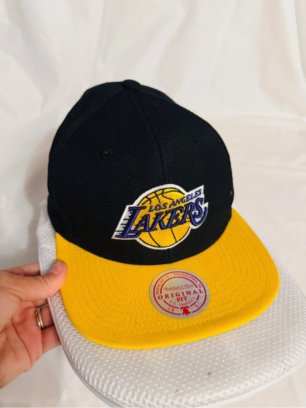 Los Angeles Lakers Mitchell & Ness Original Fit Snapback Hat Black Yellow NBA